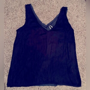 Anthropologie dark navy v-neck silky tank top